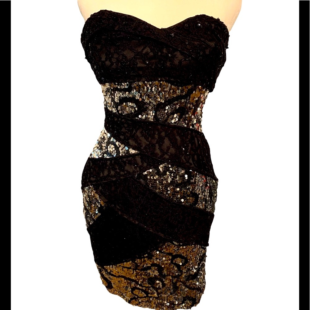Cocktail dress black and silver sequins